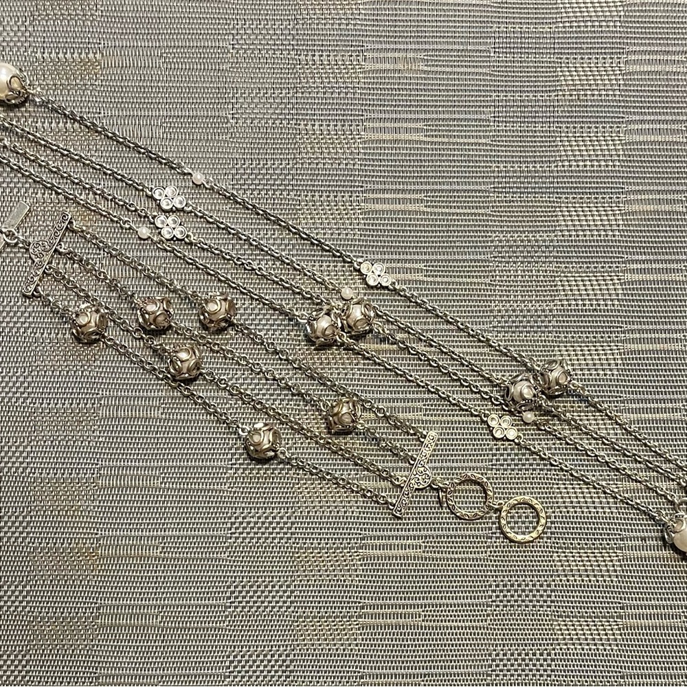 Premier Designs Silver tone and pearl necklace & bracelet.